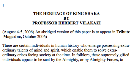 Heritage of King Shaka